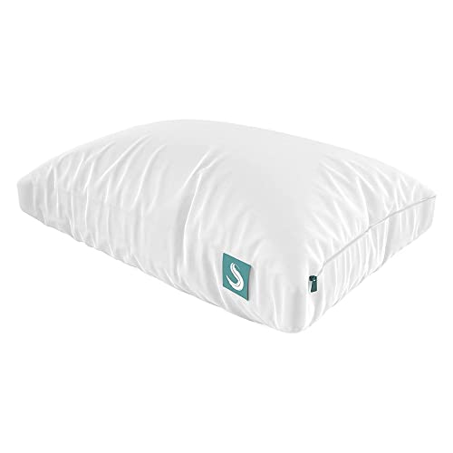 Sleepgram Bed Support Adjustable Hypoallergenic Cool Sleeping Loft Soft Pillow with Removeable Microfiber Cover, King Size, White