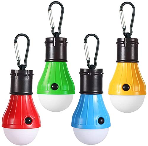 LED Campings Light [4 Pack] Doukey Portable LED Tent Lanterns with Carabiner for Backpacking Camping Hiking Fishing Emergency Light Battery Powered Lamp for Outdoor and Indoor