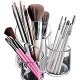 Bekith Clear Makeup Brush Holder Organizer, Large Wavy 3 Compartment Acrylic Multi-Purpose Cosmetics Brushes Storage Solution for Eyeliner Pencil and Tall Beauty Tools