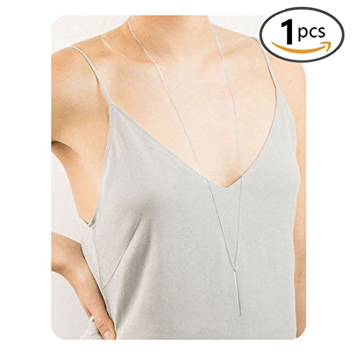 Culovity Vertical Bar Pendant Necklace Earrings - Simple Long lariat Chain Minimalist Dangle Earrings for Women 2.4" Pendant 35" Chain 2'' Drop