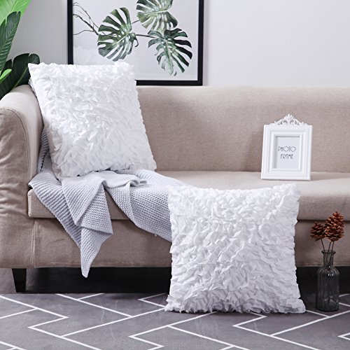 MoMA Decorative Throw Pillow Covers (Set of 2) - Pillow Cover Sham Cushion Cover - White Throw Pillow Cover - Decorative Sofa Throw Pillow Cover - Square Decorative Pillowcase - White - 18" x 18"