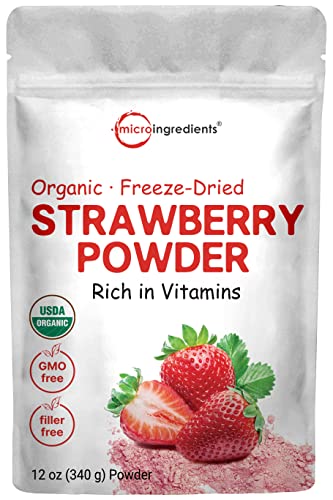 Book Cover Organic Strawberry Freeze Dried Powder, 12 Ounce (56 Serving), Strawberry Powder for Baking, Best Super Foods for Smoothie & Beverage Blend, Non-GMO, Vegan