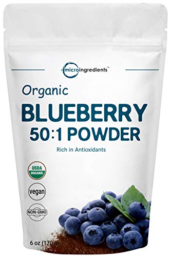Sustainably Canada Grown, Organic Blueberry Extract 50:1 Concentrate Powder, 6 Ounce, Natural Flavor for Beverage, Smoothie, Baking and Cookies, No GMOs and Vegan Friendly