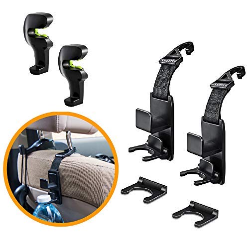 Book Cover Car Headrest Hooks Organizer for ultimate storage solution, Universal-backseat purse hanger way choose if you can have the best of both. 4-Pack back seat cars hook orgenize your Handbags Purses Coat