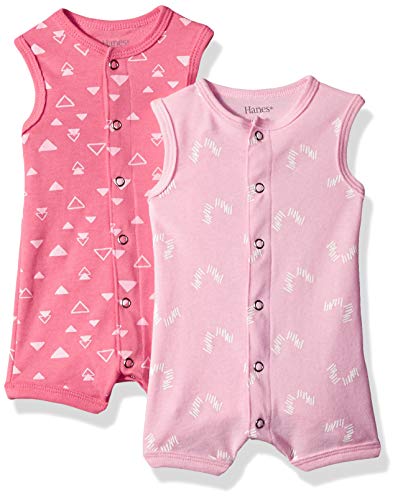 Hanes unisex-baby Ultimate Sleeveless Rompers for Boys & Girls, 2-pack 0-6 Months Blues