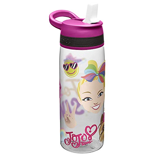 Zak Designs Jojo Siwa Kids Water Bottle with Straw and Built-in Carrying Loop, Durable Water Bottle Has Wide Mouth and Break Resistant Design is Perfect for Kids (25oz, Pink, Tritan, BPA-Free)