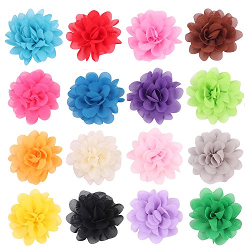 PET SHOW Pack 16 2" Plain Pet Collar Embellishment Flowers Small Dogs Cats Puppies Collar Charms Bows Bulk