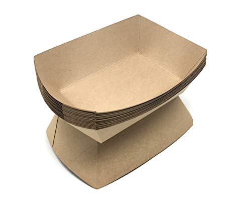 Mr. Miracle Kraft Paper Food Tray. 5-Pound Size. Pack of 100. Disposable, Recyclable and Fully Biodegradable. Made in USA
