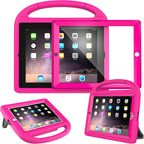 AVAWO Kids Case Built-in Screen Protector for iPad 2 3 4 （Old Model）- Shockproof Handle Stand Kids Friendly Compatible with iPad 2nd 3rd 4th Generation (Rose)