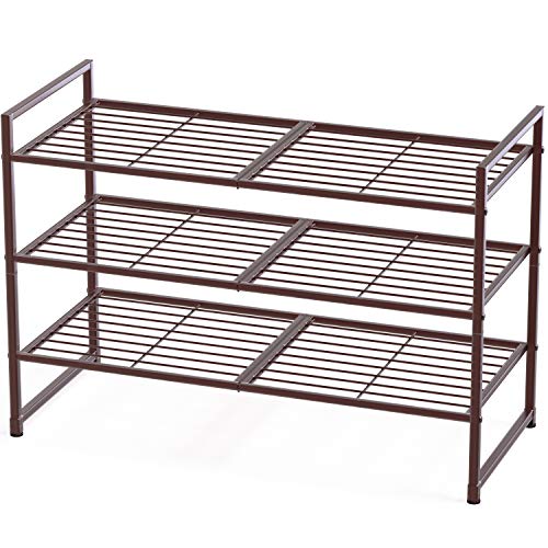 Simple Houseware 3-Tier Stackable Shoes Rack Storage Shelf, Bronze