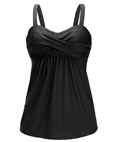 Hyling Womens Tankini Swimsuits Ruched Two Pieces Tankini with Triangle Tummy Cover Swimwear