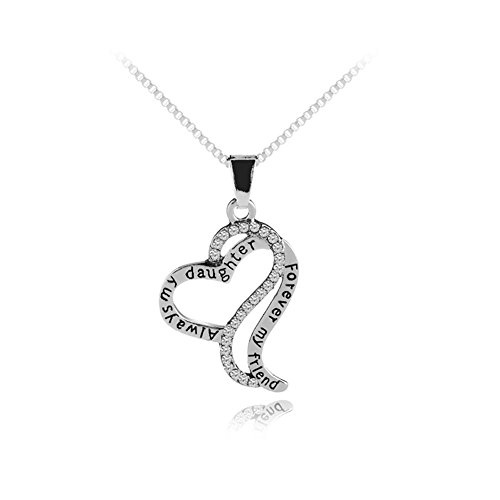 Always My Daughter Forever My Friend Jewelry Love Heart Pendant Necklace for Women Birthday Gift for Daughter Mom