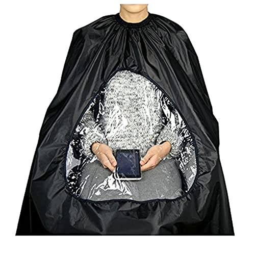 Green-Estetica Barber Cape for Hair Cutting | Professional Water & Stain Resistant Salon Cape for Men & Women with See-Through Window & Adjustable Neck Closure (Black)