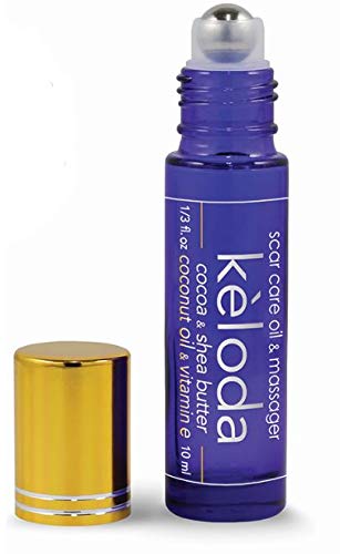 KELODA Scar & Keloid Removal Oil & Massager, 0.3 oz | For Treatment of Surgical Scars & Piercing Keloids, Acne, Stretch Marks & Burns | With Cocoa & Shea Butter, Coconut, Lavender Oils & Vitamin E