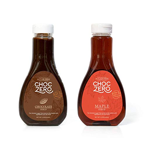 Book Cover ChocZero's Chocolate and Maple Syrup. Sugar Free, Low Net Carb, No Preservatives. Gluten Free. No Sugar Alcohols. Dessert and breakfast toppings for keto. (2 bottles)