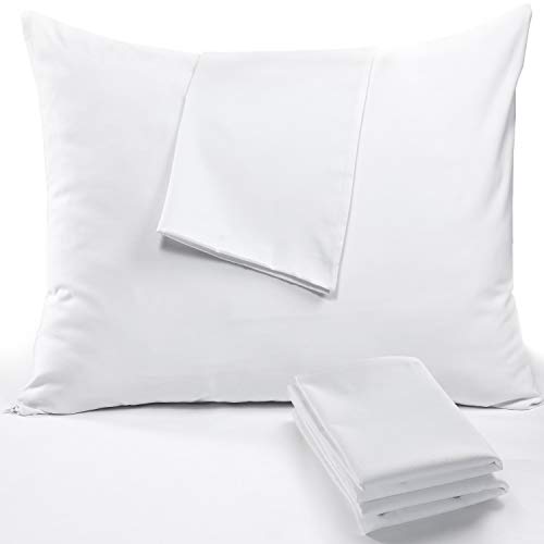 Book Cover 12 Pack Pillow Protectors Cases Covers Zippered Set White Soft Brushed Microfiber Reduces Respiratory Irritation Physical Threapy Clinics Hotels (12 Pack Standard)