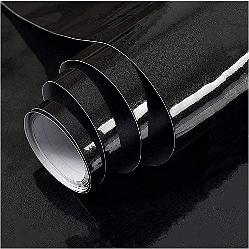 TANONE Shiny Black Peel and Stick Wallpaper Self Adhesive Removable Glitter Effect Vinyl Film Decorative for Kitchen Countertops Cabinets Wardrobe Dress Table (11.8" X 78.8")