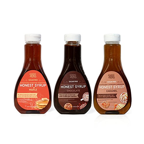 Book Cover ChocZero's Maple Syrup, Chocolate Syrup, and Caramel Syrup 3 Pack Combo. Sugar Free, Low Net Carb, No Preservatives. Gluten Free. No Sugar Alcohol. Dessert and breakfast toppings.(3 Bottles)