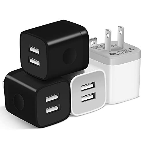 X-EDITION USB Wall Charger, 4-Pack 2.1Amp Dual Port USB Plug Power Adapter Charger Block Cube Compatible with Phone Xs/Xs Max/XR/X/8/7/6 Plus/5S/4S, Samsung, LG, Moto, Kindle, Android and More