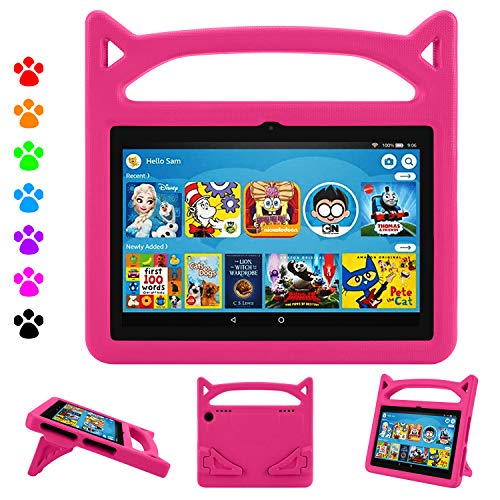 Fire HD 8 Tablet Case,Kindle Fire 8 Case for Kids,Dinines Shockproof Handle Stand Kids Case for Amazon Kindle Fire HD 8 & Fire HD 8 Plus (8" Display) 10th Generation 2020,Pink
