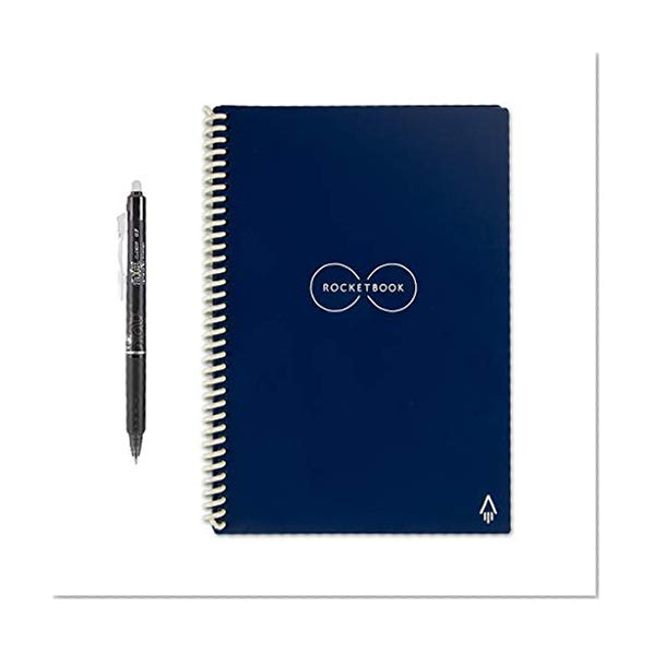 Rocketbook Everlast Cahier Smart – Notebook Effaçable Réutilisable - Compatible avec Systèmes Cloud – Bloc note Écologique - Stylo Pilot Frixion et Chiffon inclus (Bleu, Executive A5, Pointillè)