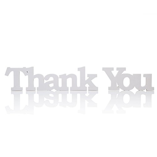 MOWO Wooden Letter Thank You, Table Toppers Decorative Sign Party Favors (White,1 Set)