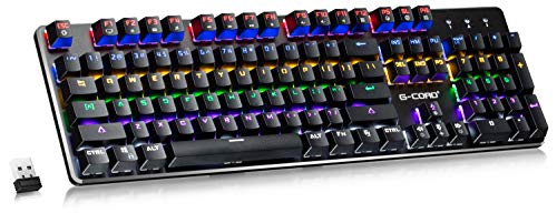 Book Cover G-Cord Wireless Mechanical Gaming Keyboard, 104 Keys Wired Keyboard, LED Backlit, Brown Switch, Aluminum Top Frame