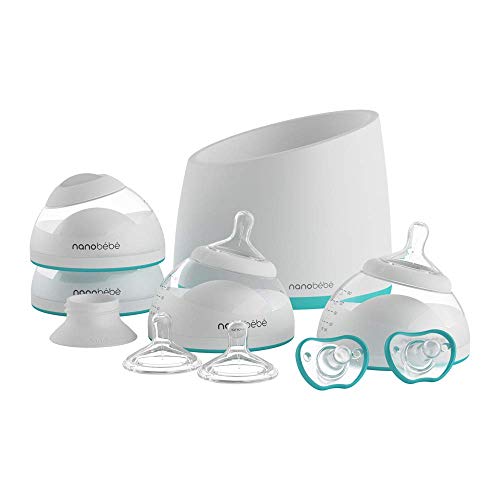 nanobebe Baby Bottle Newborn Feeding Starter Set, Anti Colic, Protects Breast Milk Nutrients, Breastfed Baby Bottles Set Includes Smart Warmer (ttpm Award Winner)