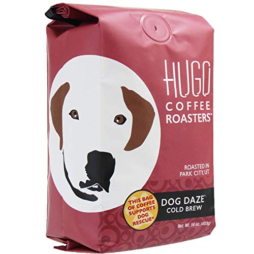 Hugo Coffee Ground Dog Daze Cold Brew Coffee - With Nuts and Chocolate & Taste of Spices - Hugo Supports Dog Rescues (16 oz)