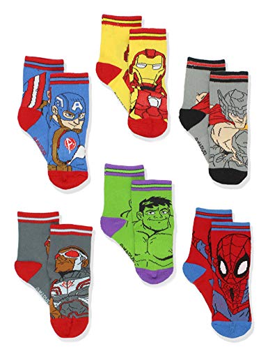 Book Cover Super Hero Adventures Spider-Man Boys 6 pack Athletic Crew Socks (Baby/Toddler)