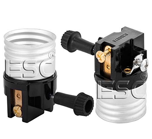 (2 pack) 3 way socket replacement for lamp, Medium Base Interior Only, Incandescent Lamp holder, Removable Turn Knob, 2-Circuit.