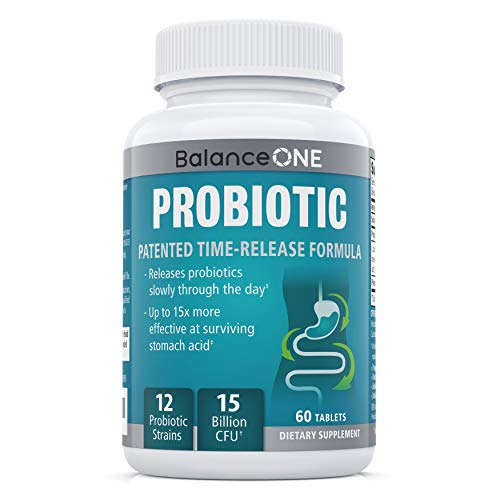 Balance ONE Probiotic - Probiotics for Gut Health and Digestion - Time-Release, Shelf Stable - 15 Billion CFU Probiotic with 12 Strains - Lactobacillus Plantarum, Acidophilus - 2 Month Supply