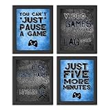 Silly Goose Gifts You Can't Just Pause A Game - Video Gamer Themed Wall Art Room Decor Prints (Set of 4)