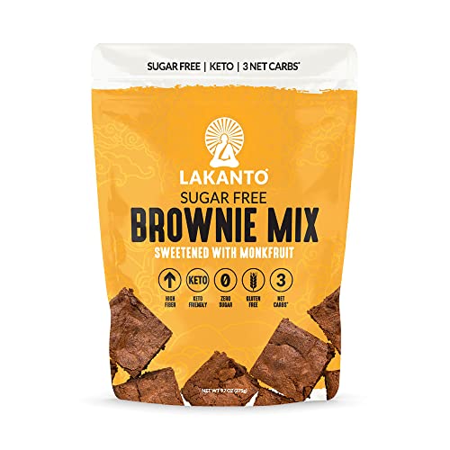 Book Cover Lakanto Sugar Free Brownie Mix - Sweetened with Monkfruit Sweetener, Keto Diet Friendly, Delicious Dutched Cocoa, High in Fiber, 3g Net Carbs, Gluten Free, Easy to Make Dessert (Pack of 1)