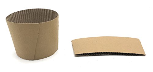Book Cover [850 Count] Disposable Corrugated Hot Cup Sleeves Java Jackets - Natural compostable Kraft Color Cup Sleeve Protective Heat Insulation Paper Plastic Cups hot Coffee Tea Chocolate Drinks Insulated