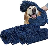 Turquoize Quick Dry Microfiber Dog Towel Microfiber Pet Bath Towel Ultra-Absorbent & Machine Washable for Small Medium Super Large Dogs 2 Pack Navy(32"x16" + 24"x14")