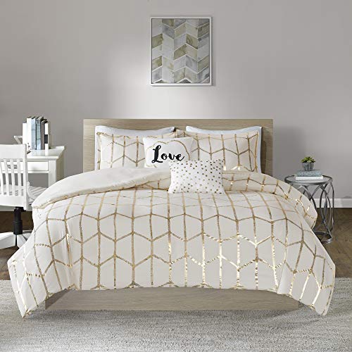 Intelligent Design Raina Duvet Cover Set, King/Cal King, Ivory/Gold