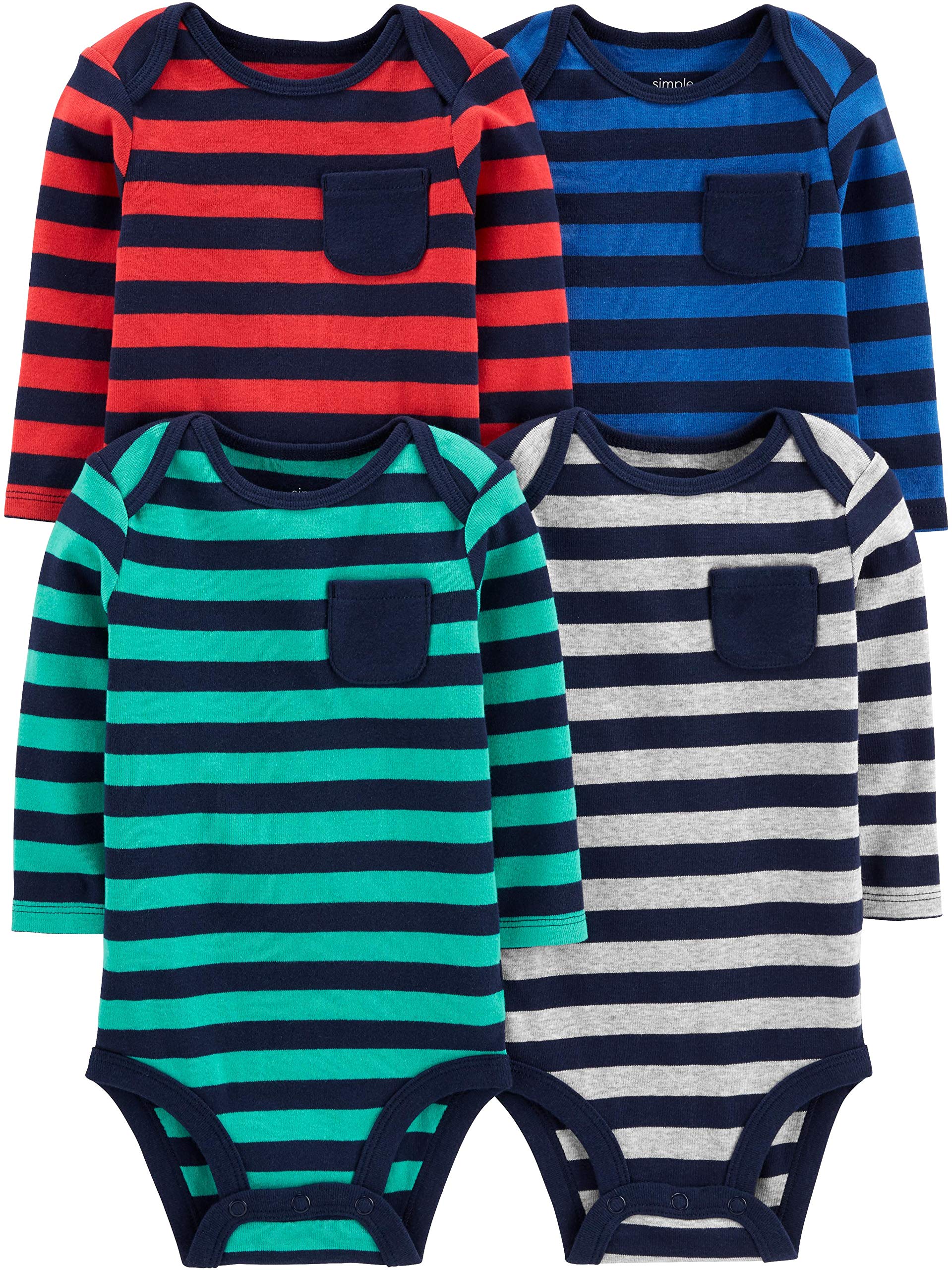Book Cover Simple Joys by Carter's Baby Boys' 4-Pack Soft Thermal Long Sleeve Bodysuits