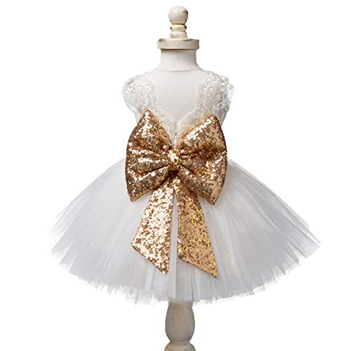 EsTong Newborn Baby Girls 1st Birthday Outfits Toddler Infant Sequins Bowknot Floral Princess Tutu Party Dresses