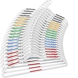 Vremi Clothes Hangers 20 Pack - Non Slip Durable Slim Plastic Hanger Set with Velvet Texture, Strips and Metal Hooks - Gray and Multi Color
