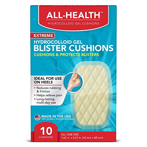Book Cover All Health Extreme Hydrocolloid Gel Blister Cushion Bandages, 1.65 in x 2.67 in, 10 ct | Long Lasting Protection Against Rubbing and Friction for Blisters