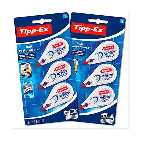 Tipp-Ex Mini Pocket Mouse Rubans Correcteurs - 6 m x 5 mm, Lot de 2 Blisters de 3