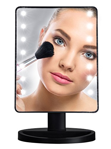 Dressing Table Makeup Mirror with Lights - 10.7 inches Dimmable Led Touch Screen Makeup Mirror as Portable Natural Daylight Lighted Make Up Mirror Battery Operated Idea for Every Woman