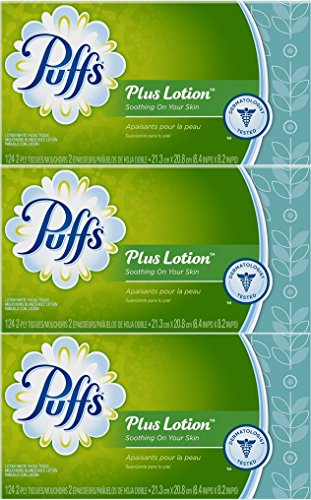 Puffs Plus Lotion Facial Tissues, 3 Box Each 124 ct