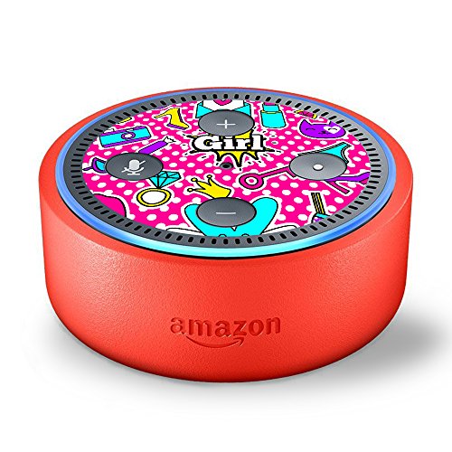 Book Cover Skin Decal Vinyl Wrap for Amazon Echo Dot Kids Edition Stickers Decals Fun - Girls Rock Pink Jewelry Hearts