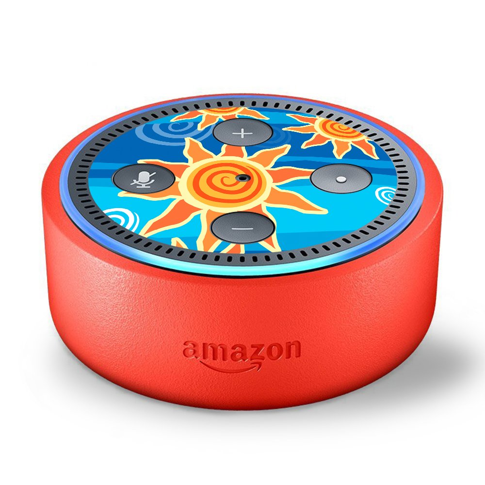 Book Cover Skin Decal Vinyl Wrap for Amazon Echo Dot Kids Edition Stickers Decals Fun - Sun and Sea Blue and Sunshine Happy