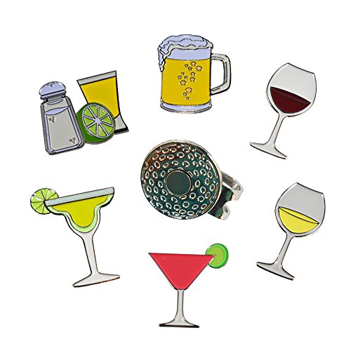 Andoji Golf Gift Golf Ball Marker Sets with Magnetic Hat Clip (Drinks)