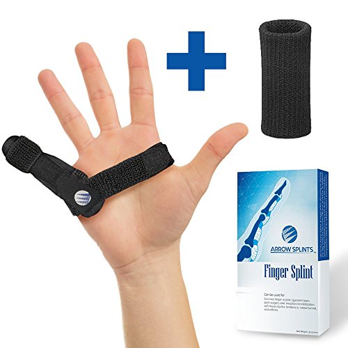 Arrow Splints Mallet Finger Splint | Trigger Finger Brace fits Pinky Finger, Index, Middle, Ring, & Thumb Arthritis Pain Relief, Straightening, Broken Finger Support, Knuckle Immobilizer +BONUS Sleeve