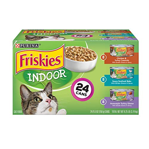 Purina Friskies Indoor Wet Cat Food Variety Pack, Indoor - (24) 5.5 oz. Cans