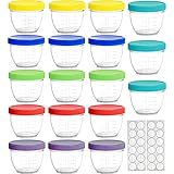 Youngever 18 Pack Baby Food Storage, 120ml Baby Food Containers with Lids, 6 Assorted Colors, with Free Lids Labels